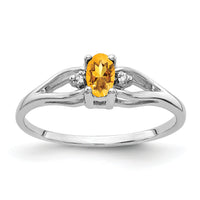 14k White Gold 5x3mm Oval Citrine AAA Diamond ring-Y2080CI/AAA