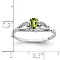14k White Gold 5x3mm Oval Peridot AA Diamond ring-Y2080PE/AA