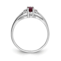 14k White Gold 5x3mm Oval Ruby & AA Diamond Ring-Y2080R/AA