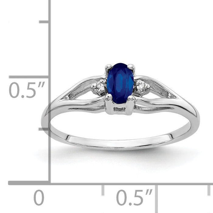 14k White Gold 5x3mm Oval Sapphire AA Diamond ring-Y2080S/AA