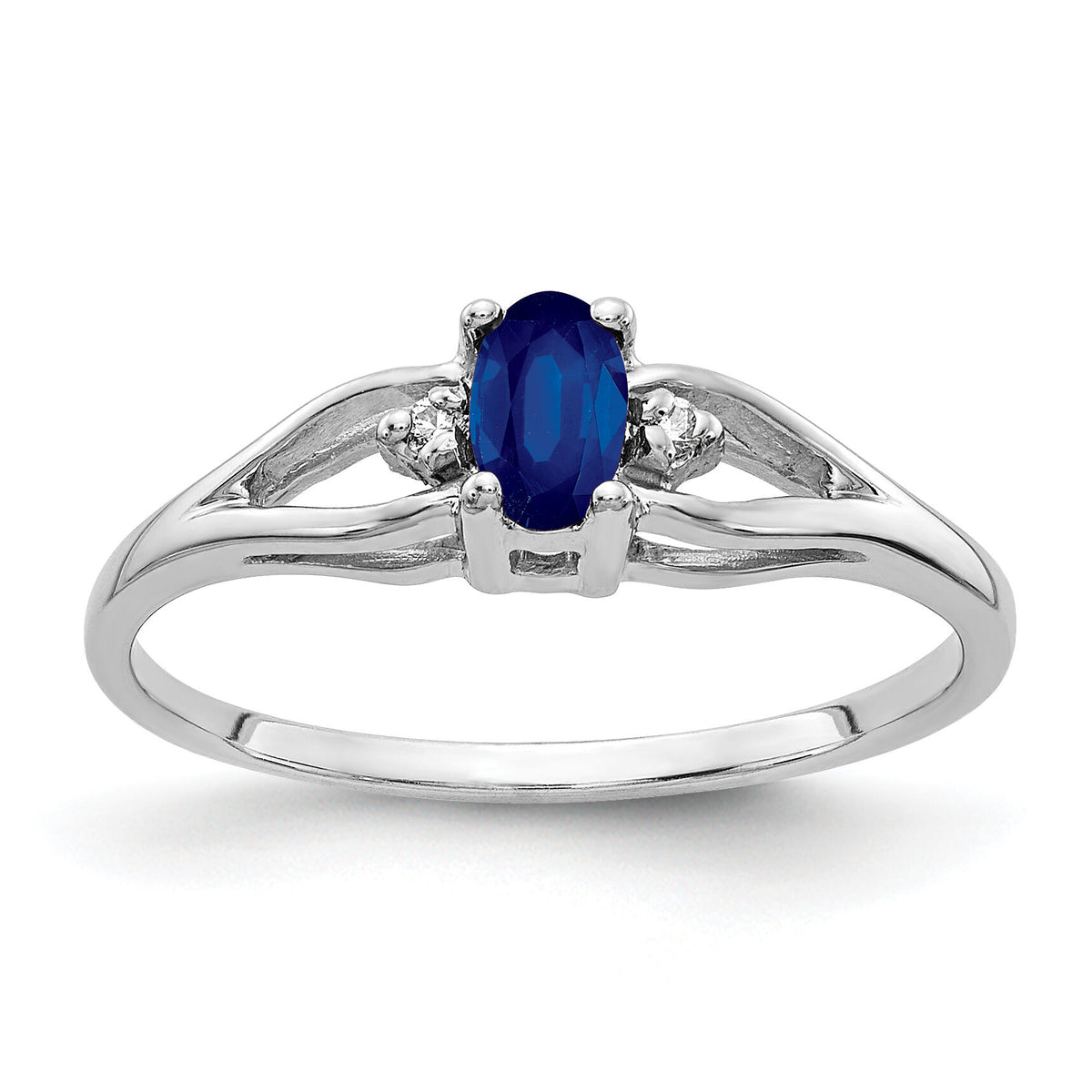 14k White Gold 5x3mm Oval Sapphire AA Diamond ring-Y2080S/AA