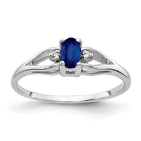 14k White Gold 5x3mm Oval Sapphire AA Diamond ring-Y2080S/AA