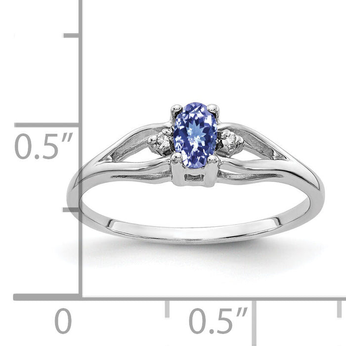 14k White Gold 5x3mm Oval Tanzanite AA Diamond ring-Y2080T/AA