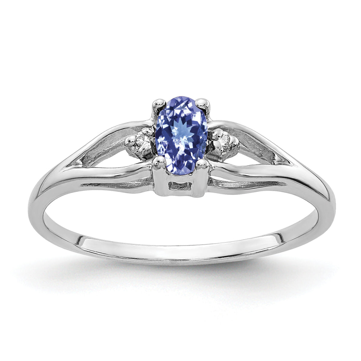 14k White Gold 5x3mm Oval Tanzanite AA Diamond ring-Y2080T/AA