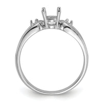 14k White Gold Polished .04ct. Diamond & 6x4 Oval Gemstone Ring Mounting-Y2082