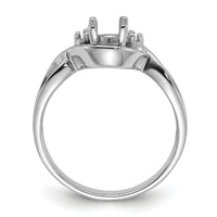 14k White Gold Polished .03ct. Diamond & 6x4 Oval Gemstone Ring Mounting-Y2086