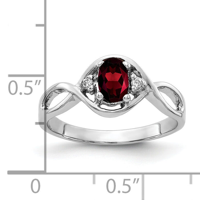 14k White Gold 6x4mm Oval Garnet AA Diamond ring-Y2086GA/AA