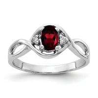 14k White Gold 6x4mm Oval Garnet AA Diamond ring-Y2086GA/AA