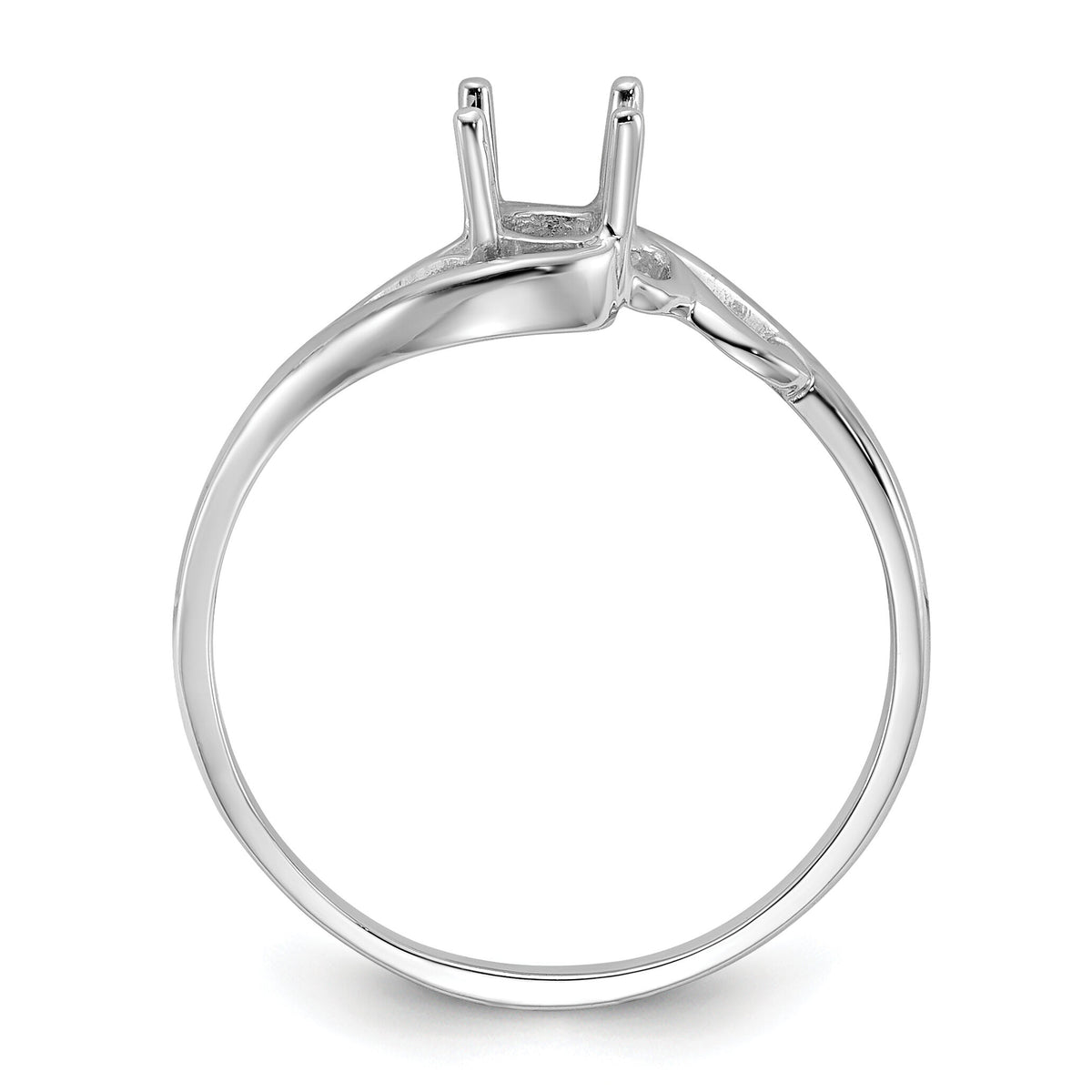 14k White Gold Polished 6x4 Oval Gemstone Ring Mounting-Y2094