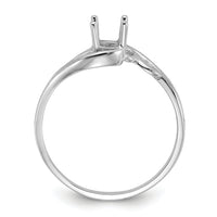 14k White Gold Polished 6x4 Oval Gemstone Ring Mounting-Y2094