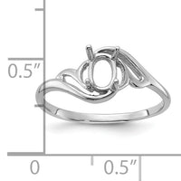 14k White Gold Polished 6x4 Oval Gemstone Ring Mounting-Y2094