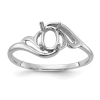 14k White Gold Polished 6x4 Oval Gemstone Ring Mounting-Y2094