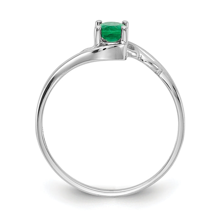 14k White Gold Emerald Ring-Y2094E
