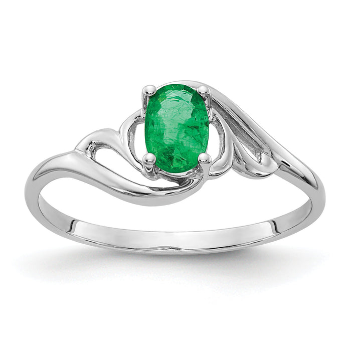 14k White Gold Emerald Ring-Y2094E