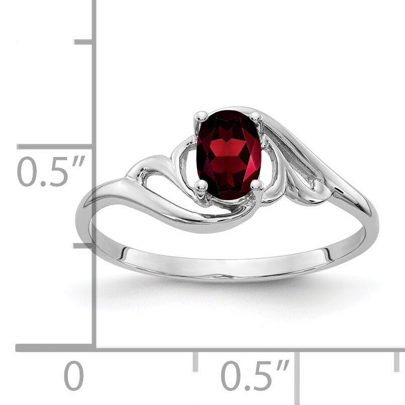 14k White Gold 6x4mm Oval Garnet ring-Y2094GA