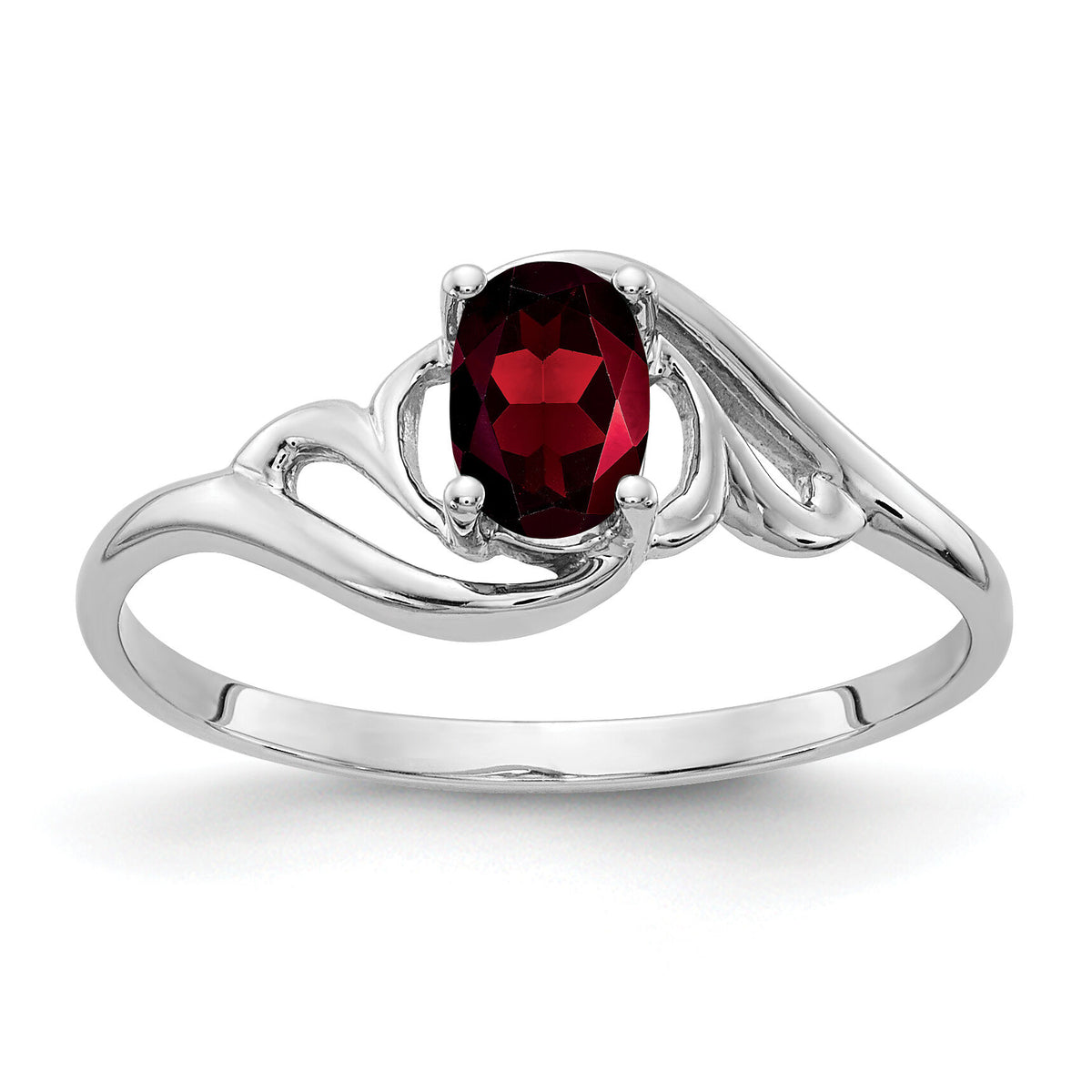 14k White Gold 6x4mm Oval Garnet ring-Y2094GA