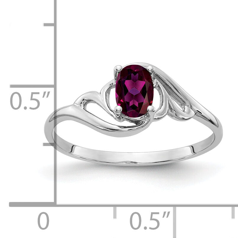 14k White Gold 6x4mm Oval Rhodolite Garnet ring-Y2094RG