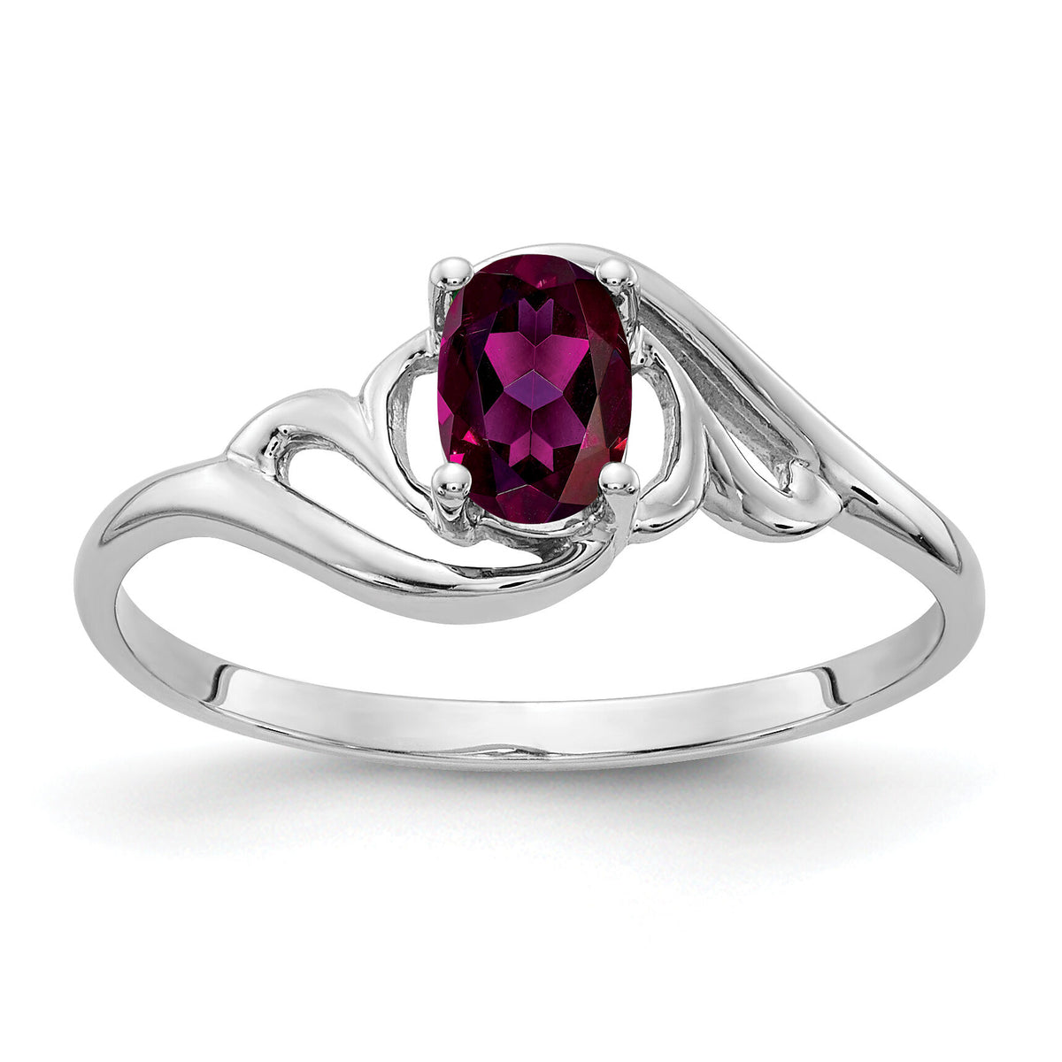 14k White Gold 6x4mm Oval Rhodolite Garnet ring-Y2094RG