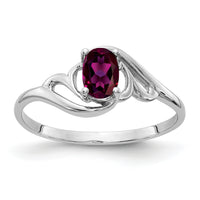 14k White Gold 6x4mm Oval Rhodolite Garnet ring-Y2094RG