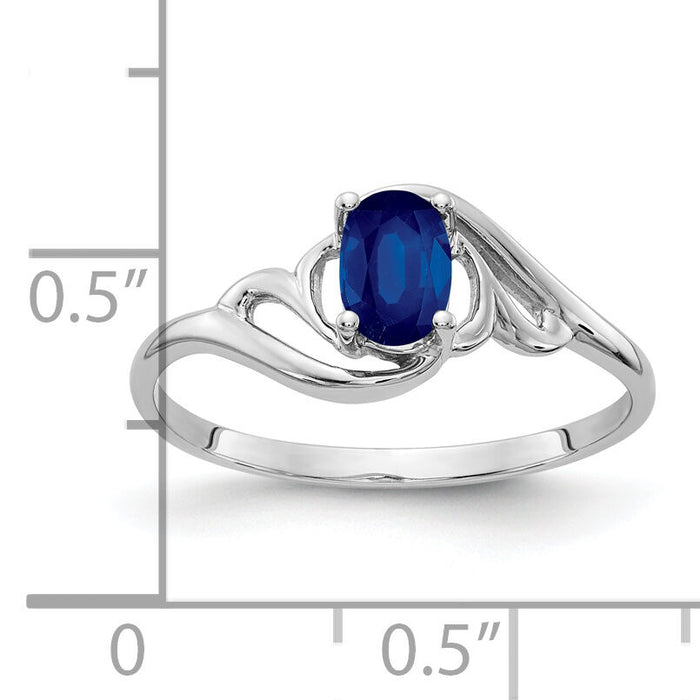 14k White Gold 6x4mm Oval Sapphire ring-Y2094S