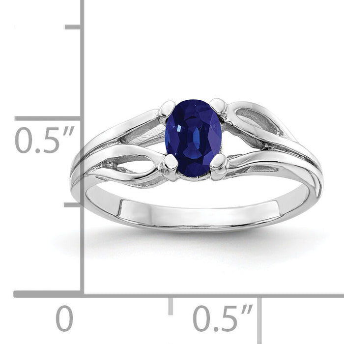 14k White Gold 6x4mm Oval Sapphire ring-Y2097S