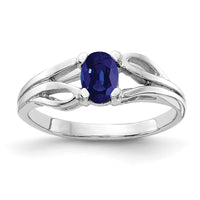 14k White Gold 6x4mm Oval Sapphire ring-Y2097S