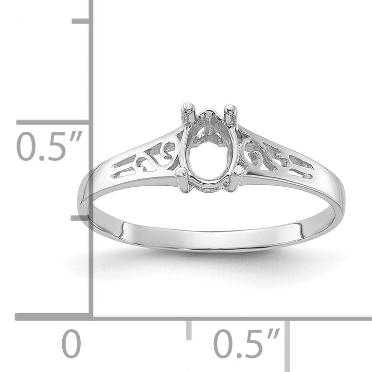 14k White Gold Polished 6x4 Pear Filigree Gemstone Ring Mounting-Y2101
