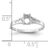 14k White Gold Polished 6x4 Pear Filigree Gemstone Ring Mounting-Y2101