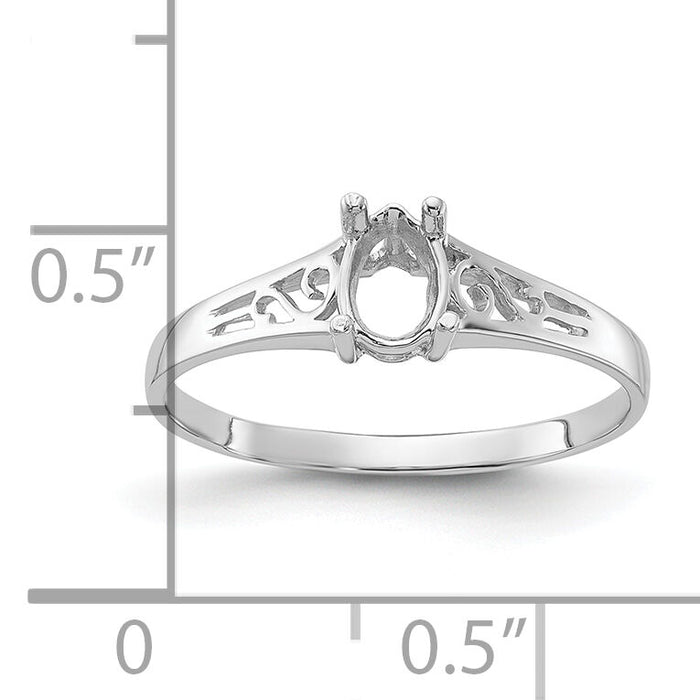 14k White Gold Polished 6x4 Pear Filigree Gemstone Ring Mounting-Y2101