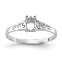 14k White Gold Polished 6x4 Pear Filigree Gemstone Ring Mounting-Y2101
