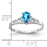 14k White Gold 6x4mm Pear Blue Topaz ring-Y2101BT