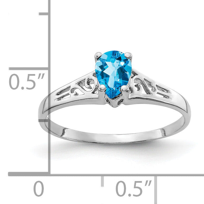 14k White Gold 6x4mm Pear Blue Topaz ring-Y2101BT