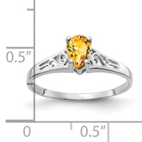 14k White Gold 6x4mm Pear Citrine ring-Y2101CI
