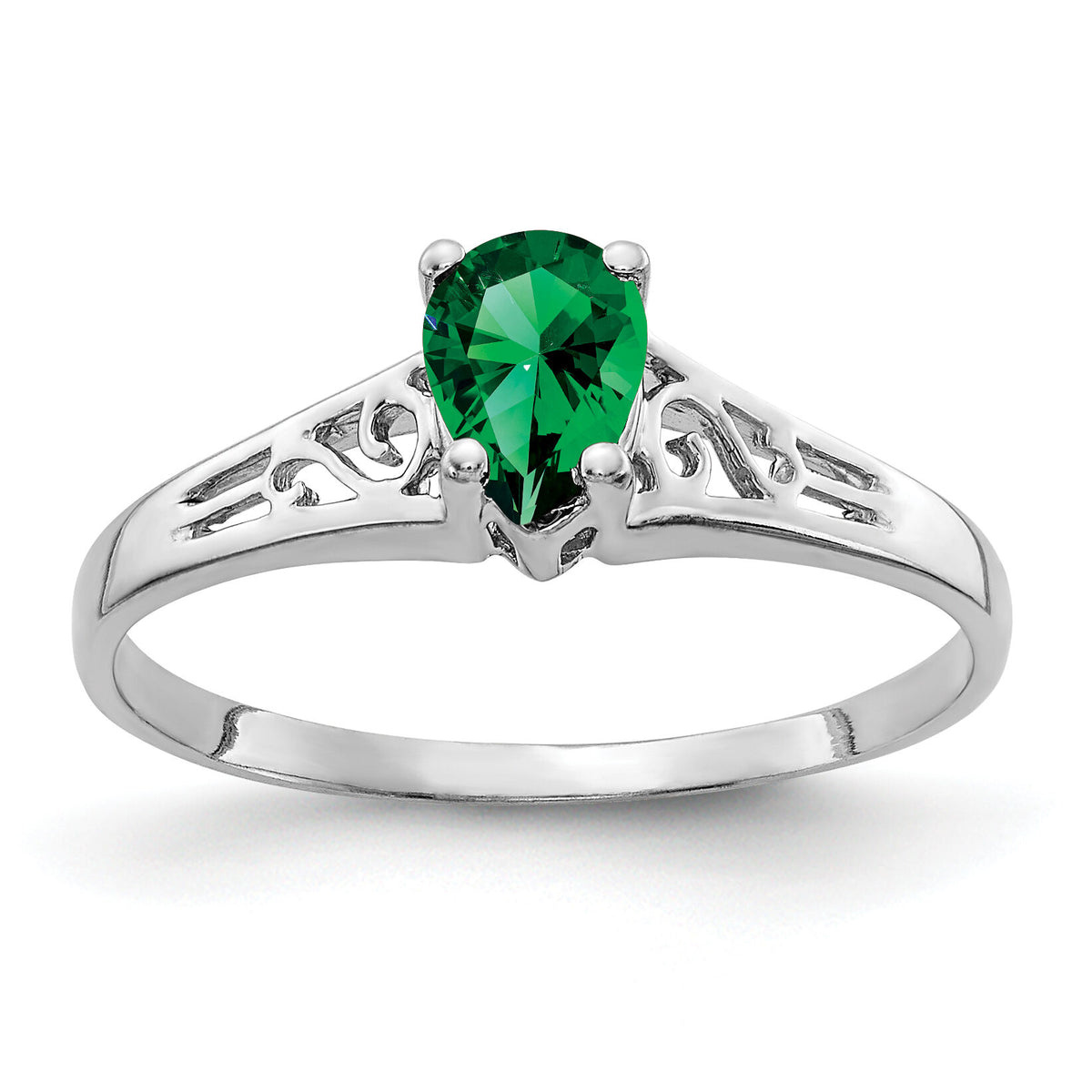14k White Gold 6x4mm Pear Mount St. Helens ring-Y2101MS