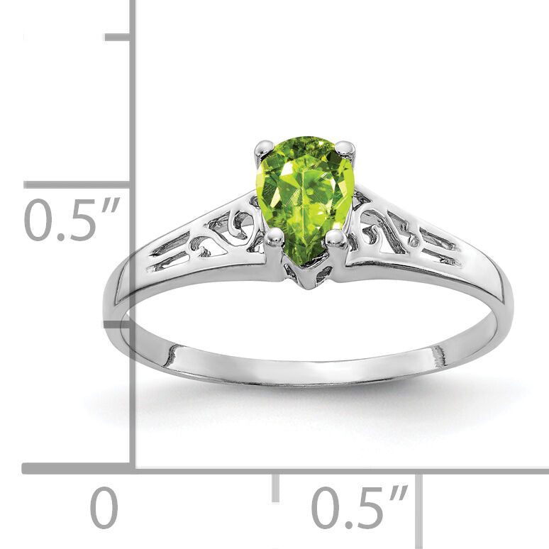 14k White Gold 6x4mm Pear Peridot ring-Y2101PE