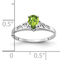 14k White Gold 6x4mm Pear Peridot ring-Y2101PE