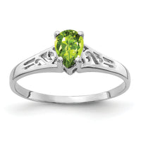 14k White Gold 6x4mm Pear Peridot ring-Y2101PE