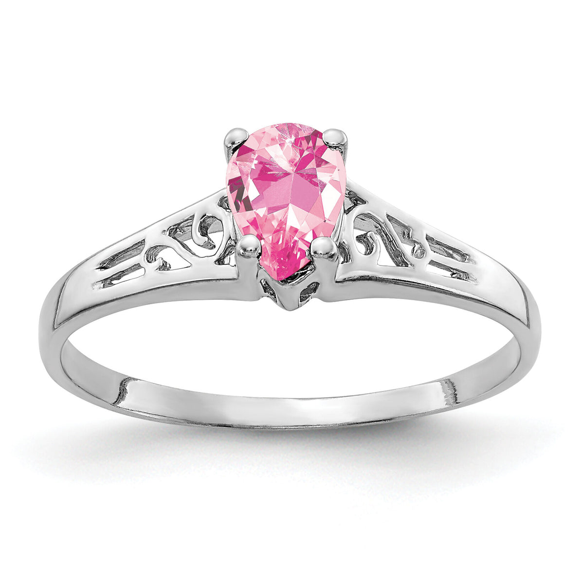 14k White Gold 6x4mm Pear Pink Tourmaline ring-Y2101PT