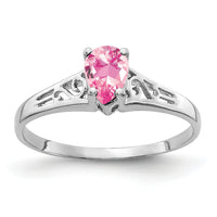 14k White Gold 6x4mm Pear Pink Tourmaline ring-Y2101PT
