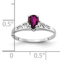 14k White Gold 6x4mm Pear Rhodolite Garnet ring-Y2101RG