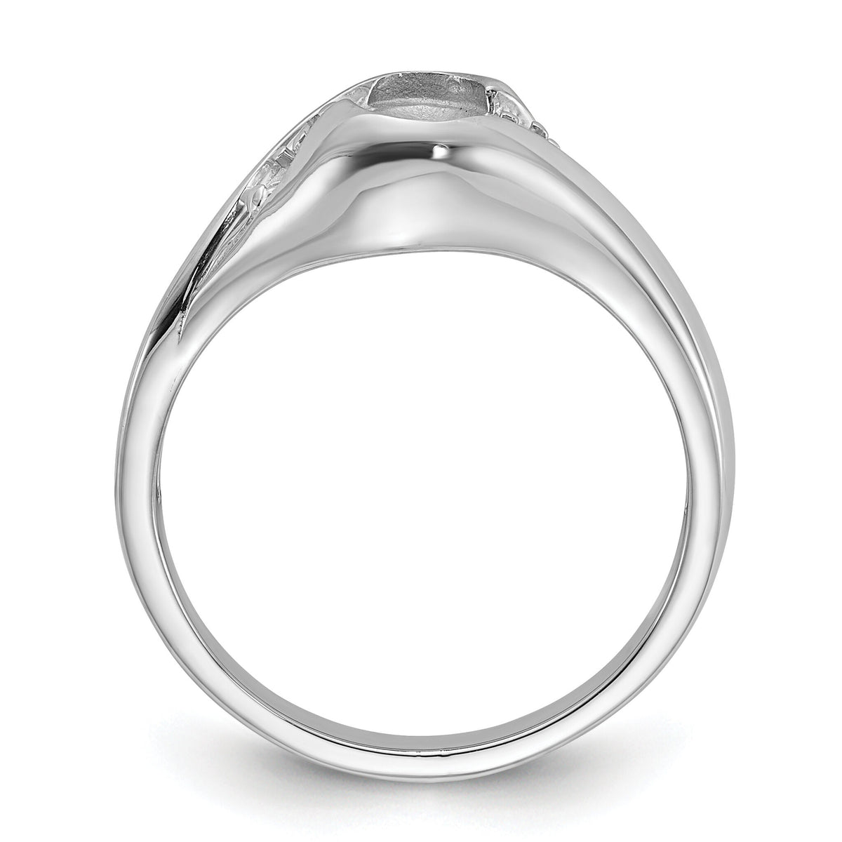 14k White Gold Polished Diamond & 6x4 Oval Gemstone Ring Mounting-Y2107
