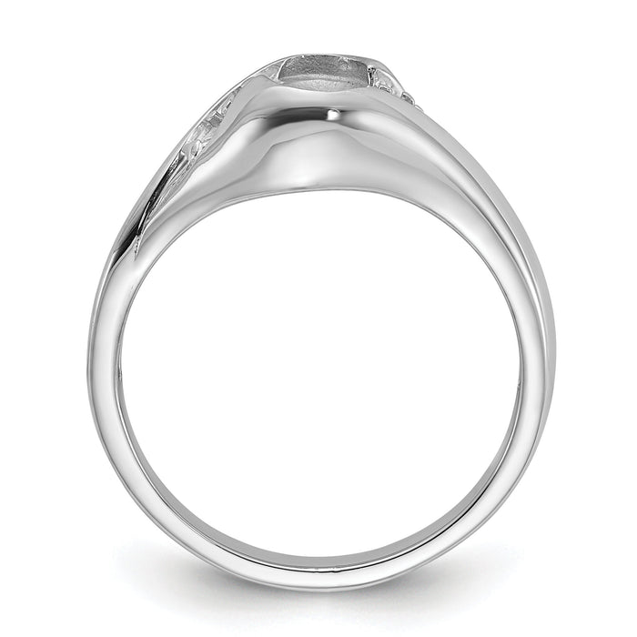 14k White Gold Polished Diamond & 6x4 Oval Gemstone Ring Mounting-Y2107