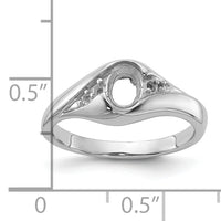 14k White Gold Polished Diamond & 6x4 Oval Gemstone Ring Mounting-Y2107