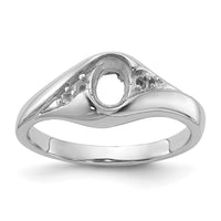 14k White Gold Polished Diamond & 6x4 Oval Gemstone Ring Mounting-Y2107
