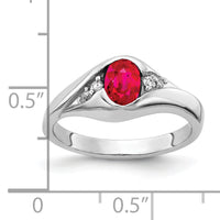 14k White Gold 6x4mm Oval Ruby AA Diamond ring-Y2107R/AA