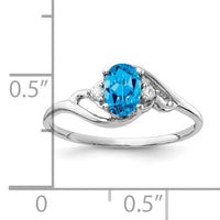 14k White Gold 6x4mm Oval Blue Topaz AA Diamond ring-Y2149BT/AA