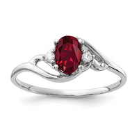 14k White Gold 6x4mm Oval Created Ruby AA Diamond ring-Y2149CR/AA