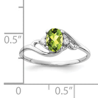 14k White Gold 6x4mm Oval Peridot AA Diamond ring-Y2149PE/AA