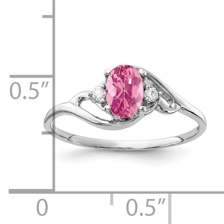 14k White Gold 6x4mm Oval Pink Tourmaline AA Diamond ring-Y2149PT/AA