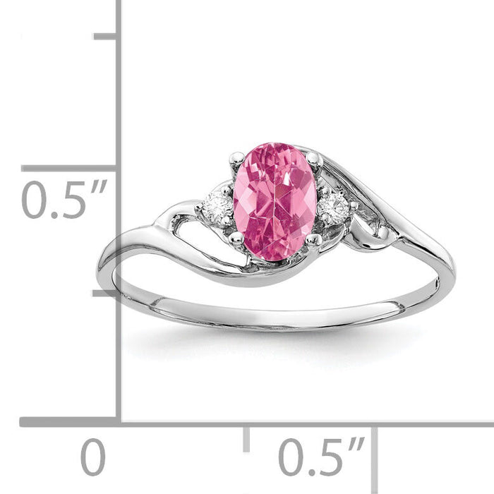 14k White Gold 6x4mm Oval Pink Tourmaline AA Diamond ring-Y2149PT/AA